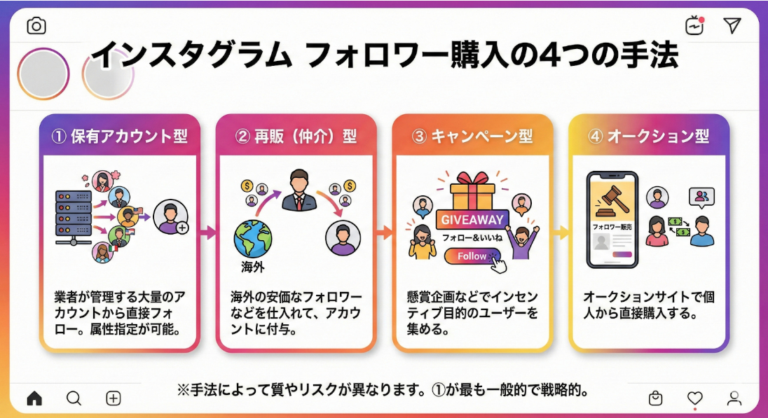 インスタグラムフォロワー購入の4つの手法