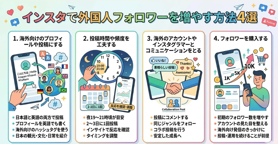 インスタで外国人フォロワーを増やす方法4選