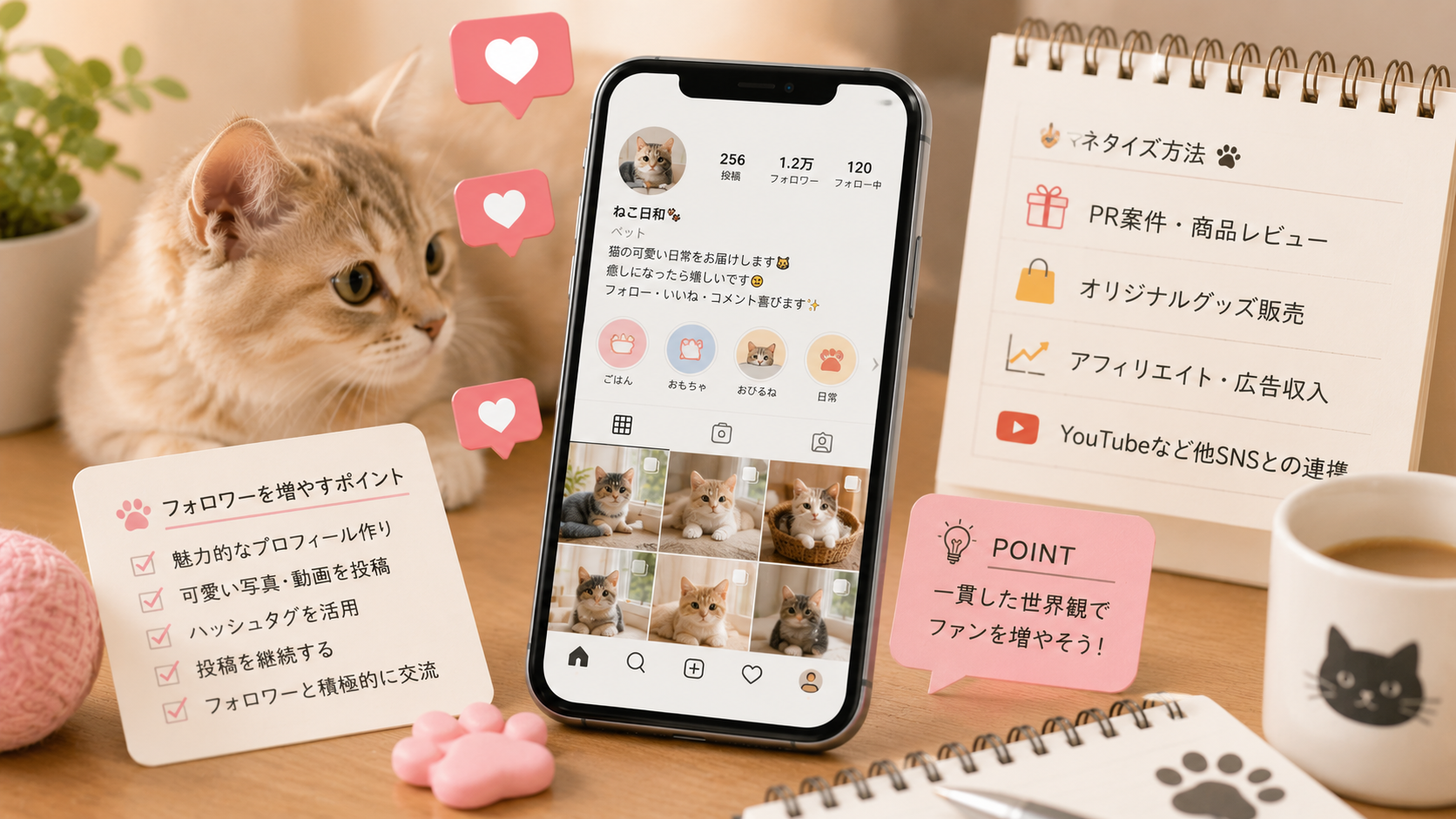 インスタの猫アカウントでフォロワーを増やす方法は？抑えたいポイントとマネタイズ方法を解説