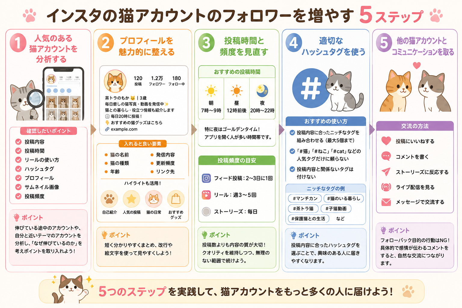 インスタの猫アカウントのフォロワーを増やす5ステップ