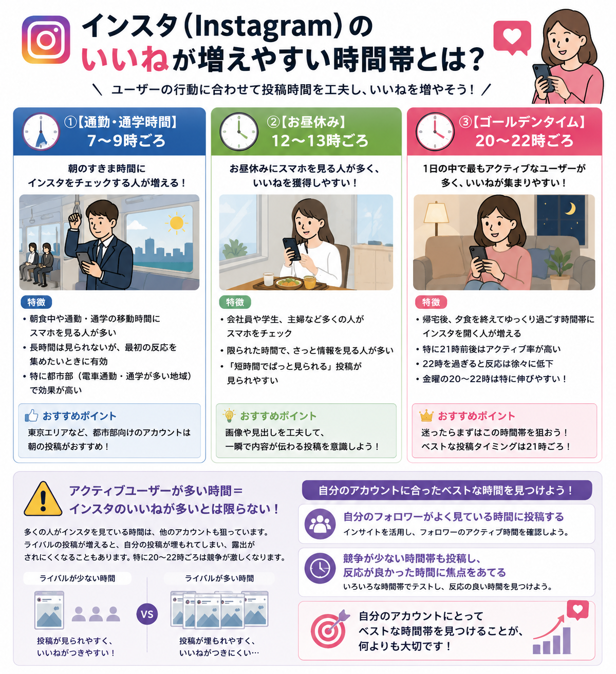 インスタ（Instagram）のいいねが増えやすい時間帯