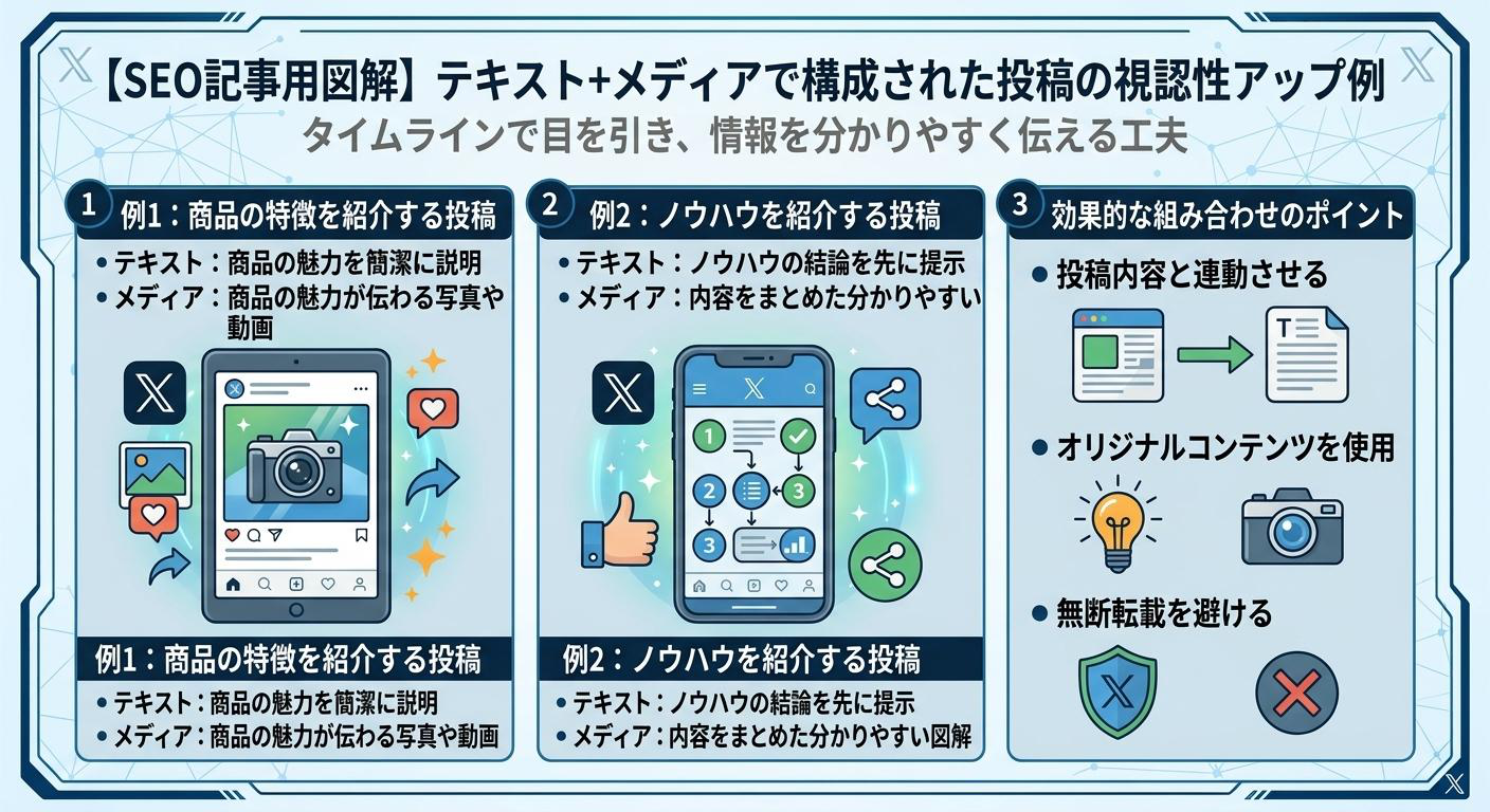 テキスト＋メディア投稿の視認性アップ例
